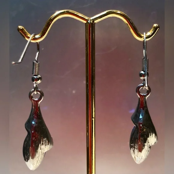 VINTAGE necklace and earring set Silver Blue teardrop crystal Upcycled Elegant - Picture 6 of 14